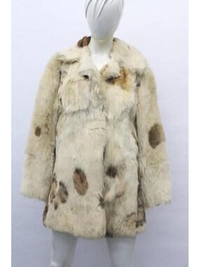 Mint Beige Brown Goat Fur Coat Jacket Women Woman Size 4 Small